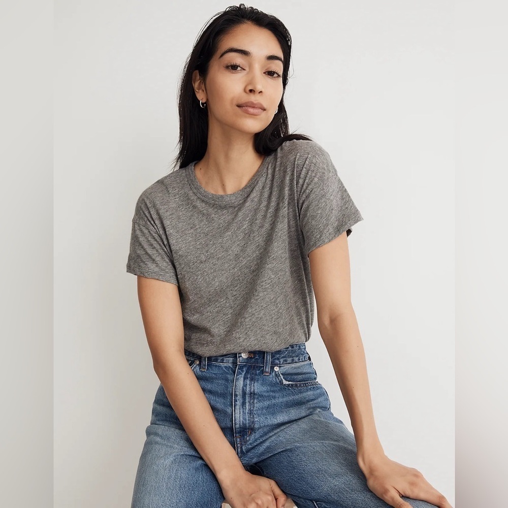 Madewell Whisper Crew Neck Tee Gray Size L